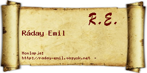 Ráday Emil névjegykártya